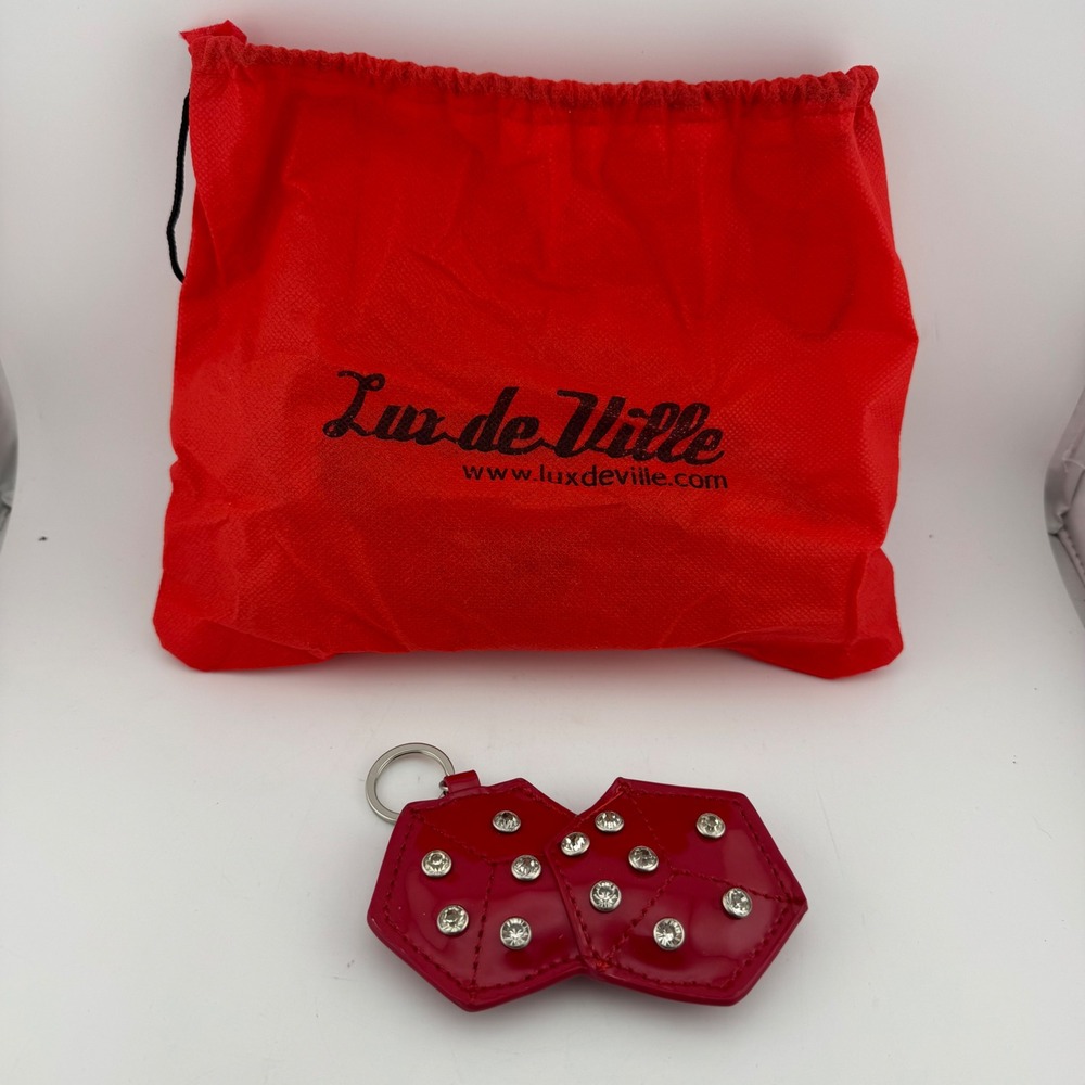Lux de Ville Lucky Dice Keychain Purse Charm Rhinestone Rockabilly Accessory